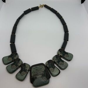 Vtg 1950s Japan Marbled Lucite Statement Necklace – 18”